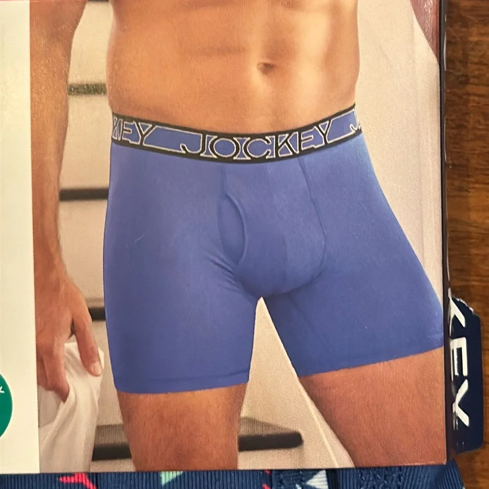NWT Jockey Active Microfiber Boxer Brief 5” Inseam 1 Pair Small 28-30” Snowflake